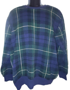 SUN RIVER Men’s Green Navy Plaid Cotton Style Sweater Size XL BG20